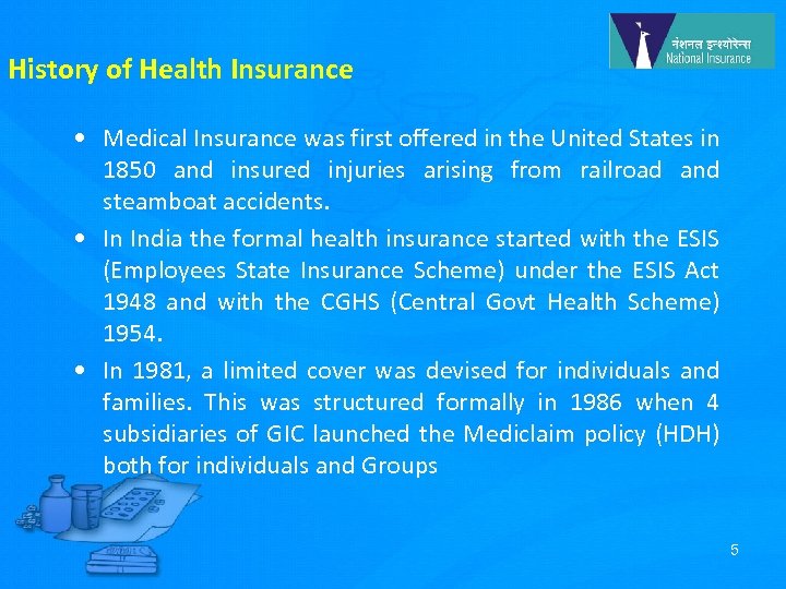 History of Health Insurance • Medical Insurance was first offered in the United States