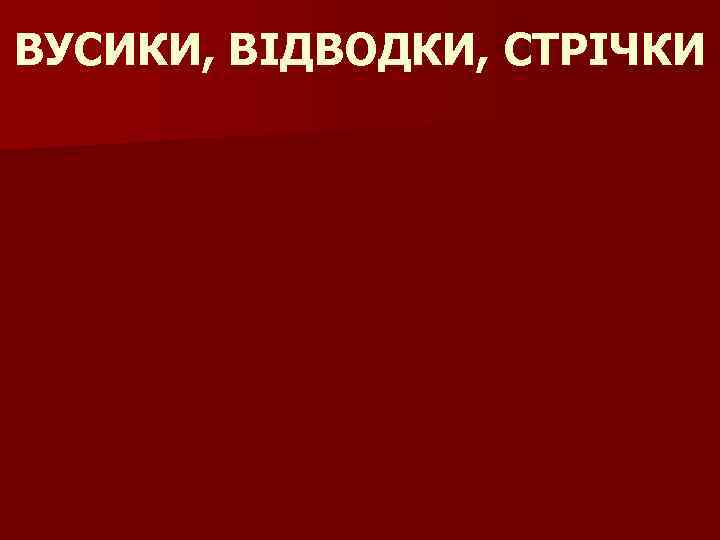 ВУСИКИ, ВІДВОДКИ, СТРІЧКИ 