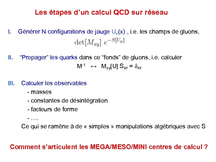 Les étapes d’un calcul QCD sur réseau I. Générer N configurations de jauge Uµ(x)