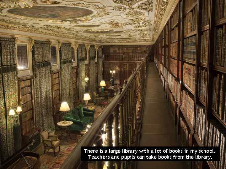 There is a large library with a lot of books in my school. Teachers