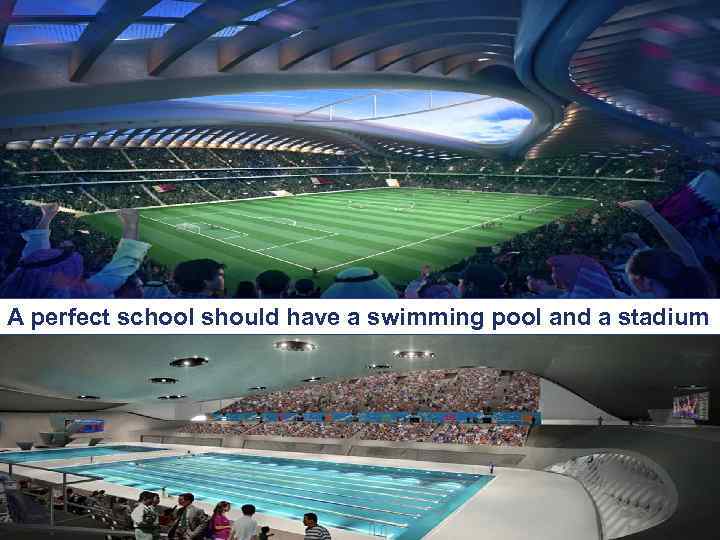 A perfect school should have a swimming pool and a stadium 