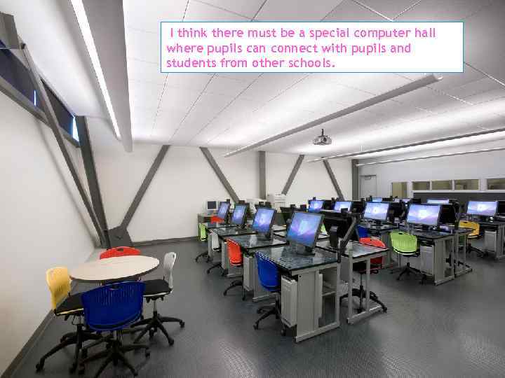 I think there must be a special computer hall where pupils can connect with