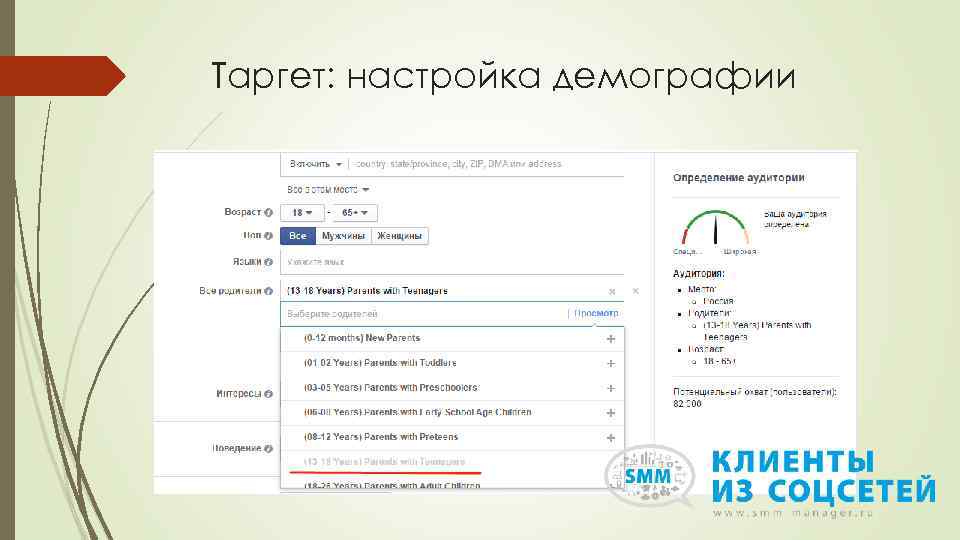 Таргет: настройка демографии 