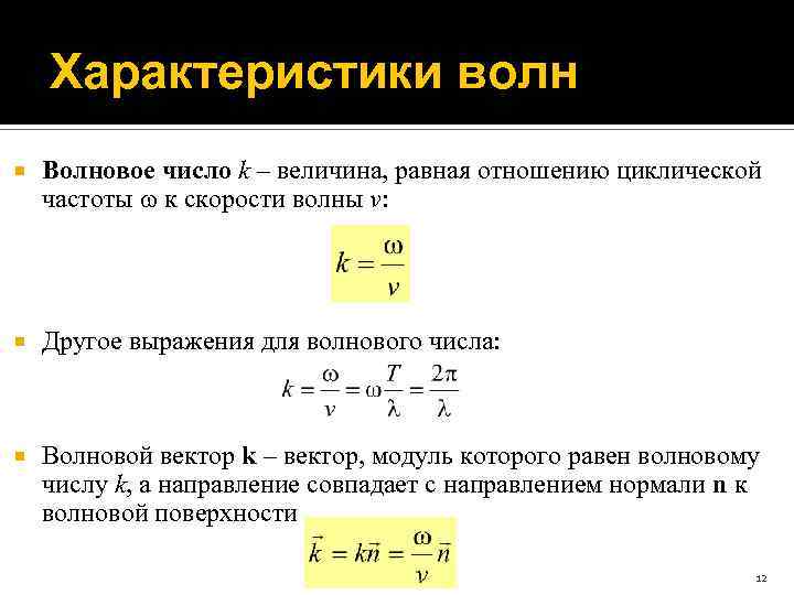 Параметры волны