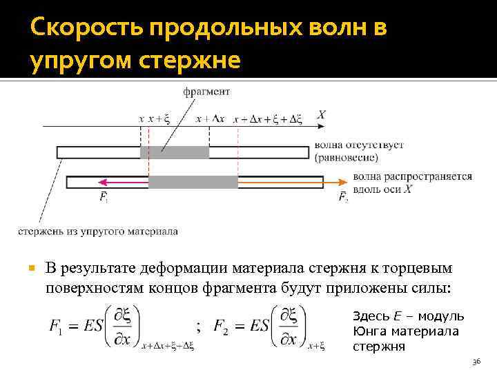 Упругость стержня. Скорость распространения продольных волн в стержне формула. Упругие волны в стержнях. Скорость распространения упругой волны в стержне. Скорость упругой продольной волны в стержне.