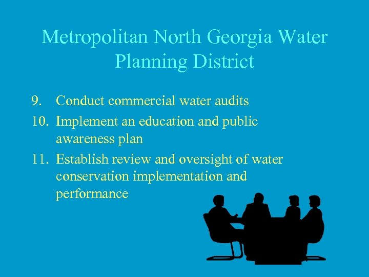 Metropolitan North Georgia Water Planning District 9. Conduct commercial water audits 10. Implement an