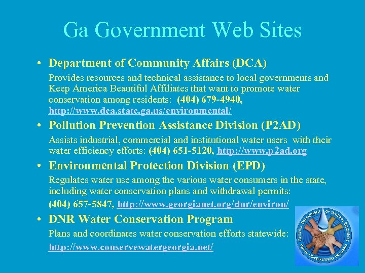 Ga Government Web Sites • Department of Community Affairs (DCA) Provides resources and technical