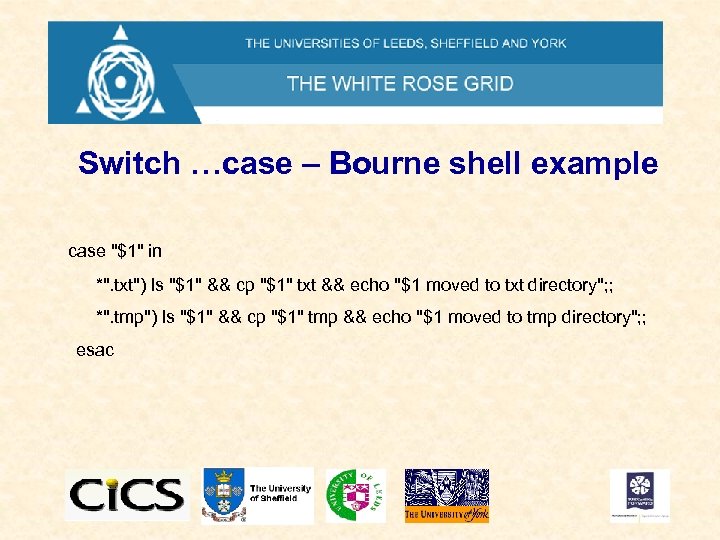 Switch …case – Bourne shell example case 