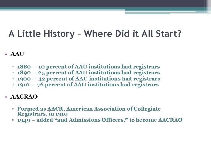 A Little History – Where Did it All Start? • AAU ▫ ▫ 1880