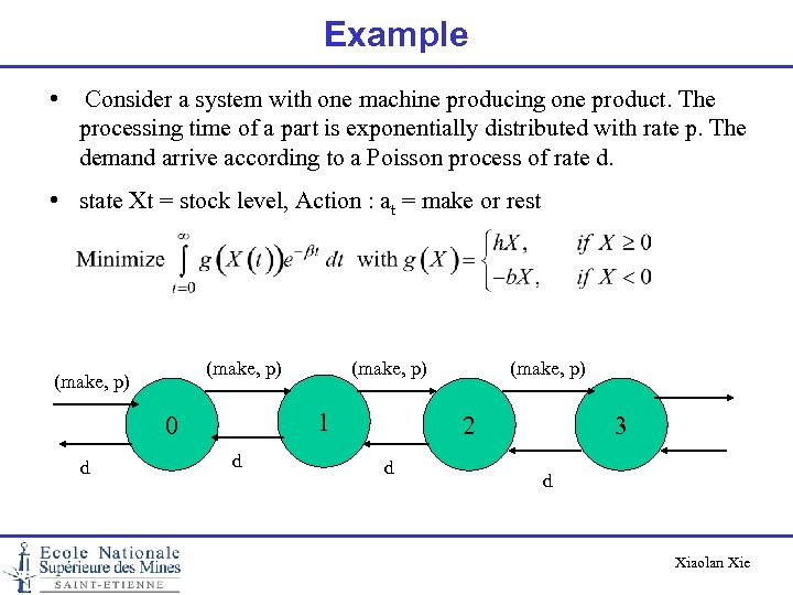 Example • Consider a system with one machine producing one product. The processing time