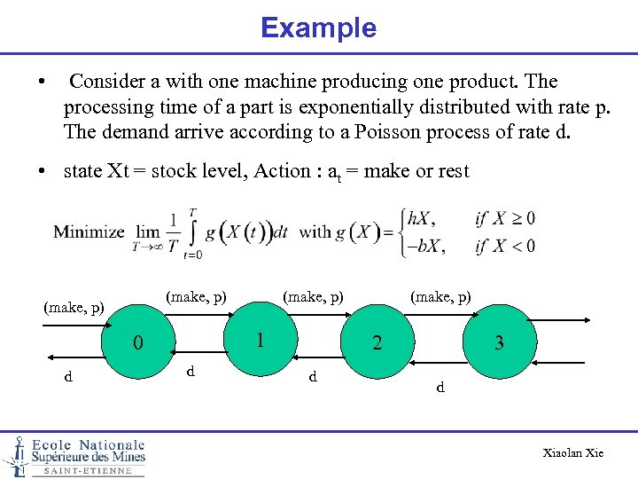 Example • Consider a with one machine producing one product. The processing time of