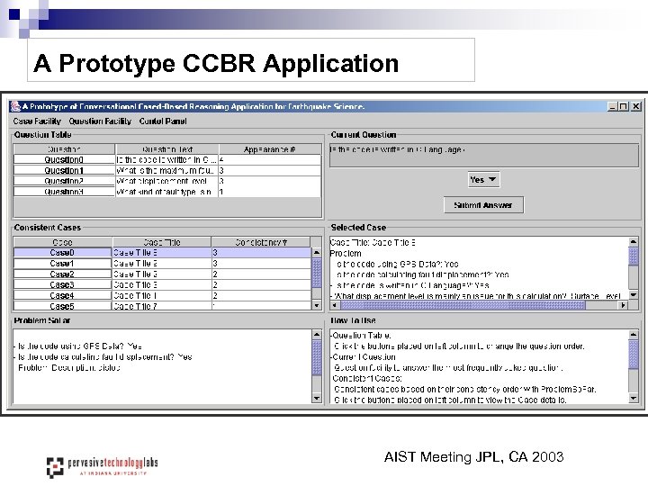 A Prototype CCBR Application AIST Meeting JPL, CA 2003 