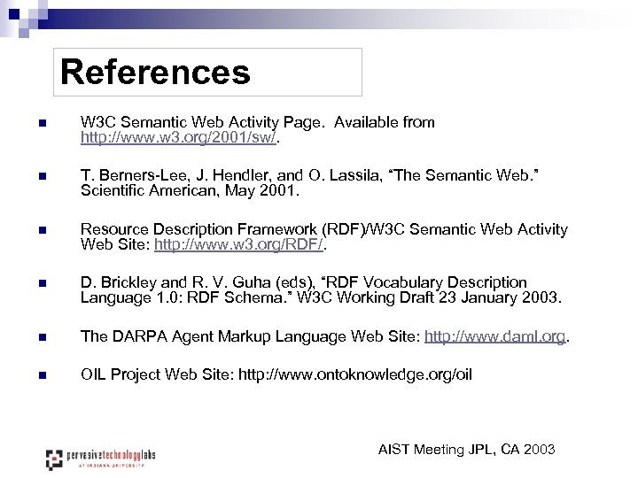 References n W 3 C Semantic Web Activity Page. Available from http: //www. w