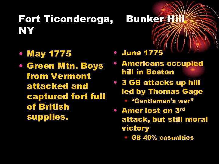 Fort Ticonderoga, NY • May 1775 • Green Mtn. Boys from Vermont attacked and