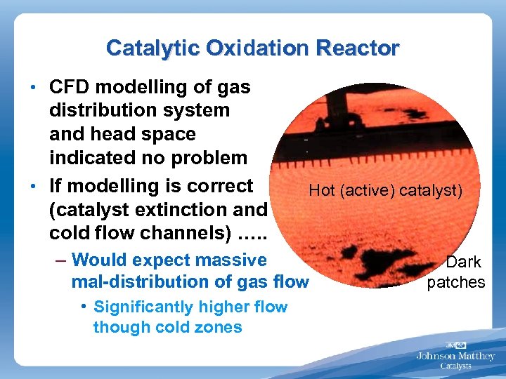 Catalytic Oxidation Reactor • CFD modelling of gas distribution system and head space indicated