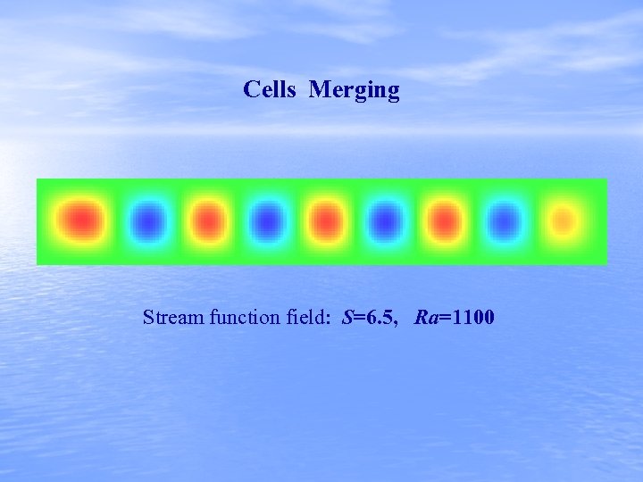 Cells Merging Stream function field: S=6. 5, Ra=1100 