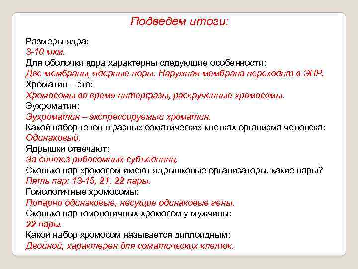 Подведем итоги: Размеры ядра: 3 -10 мкм. Для оболочки ядра характерны следующие особенности: Две
