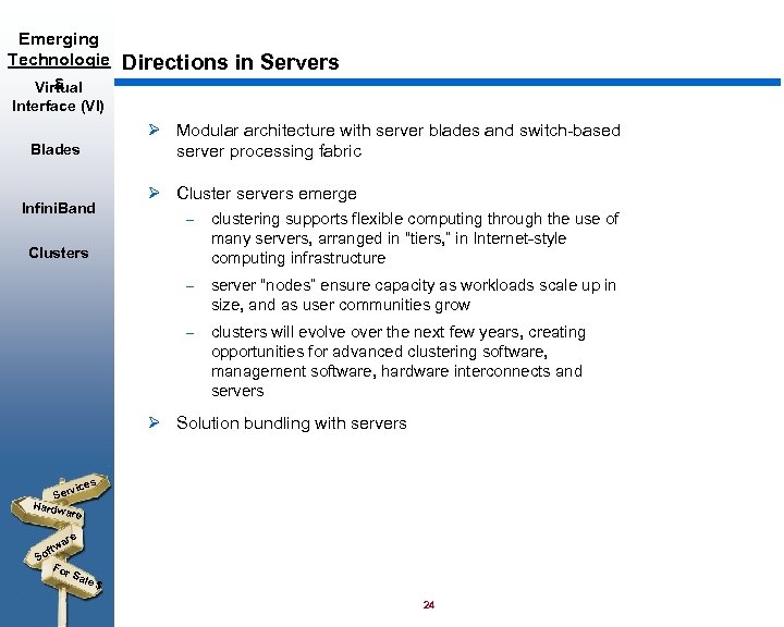 Emerging Technologie s Virtual Directions in Servers Interface (VI) Blades Infini. Band Ø Modular