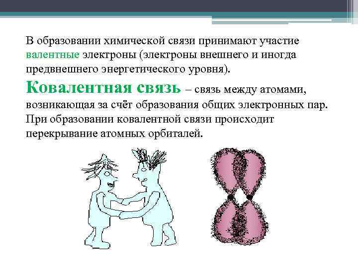 В образовании химической связи принимают участие валентные электроны (электроны внешнего и иногда предвнешнего энергетического