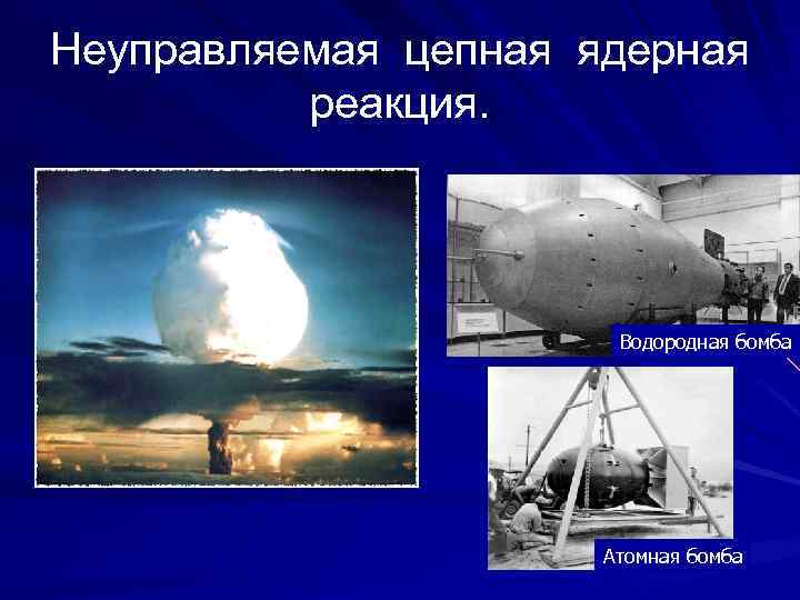 Неуправляемая цепная ядерная реакция. Водородная бомба Атомная бомба 