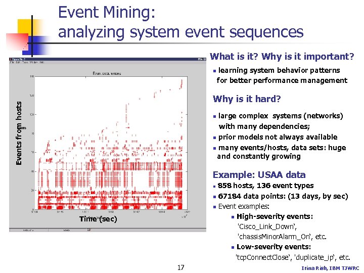 Event Mining: analyzing system event sequences What is it? Why is it important? n