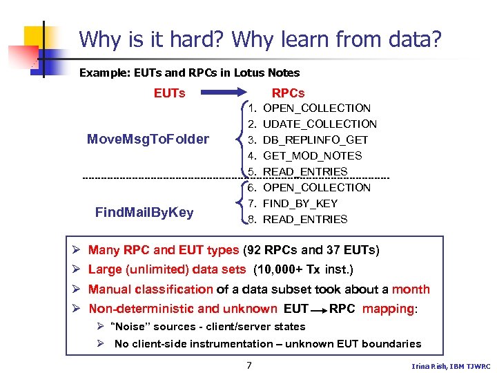 Why is it hard? Why learn from data? Example: EUTs and RPCs in Lotus