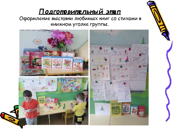 Подготовительный этап Оформление выставки любимых книг со стихами в книжном уголке группы. 