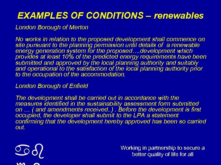 EXAMPLES OF CONDITIONS – renewables London Borough of Merton No works in relation to
