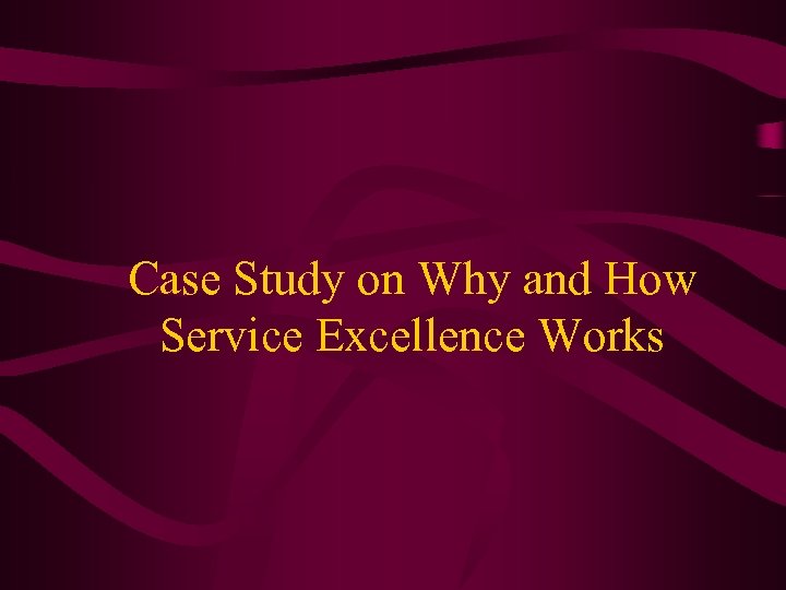 Case Study on Why and How Service Excellence Works 