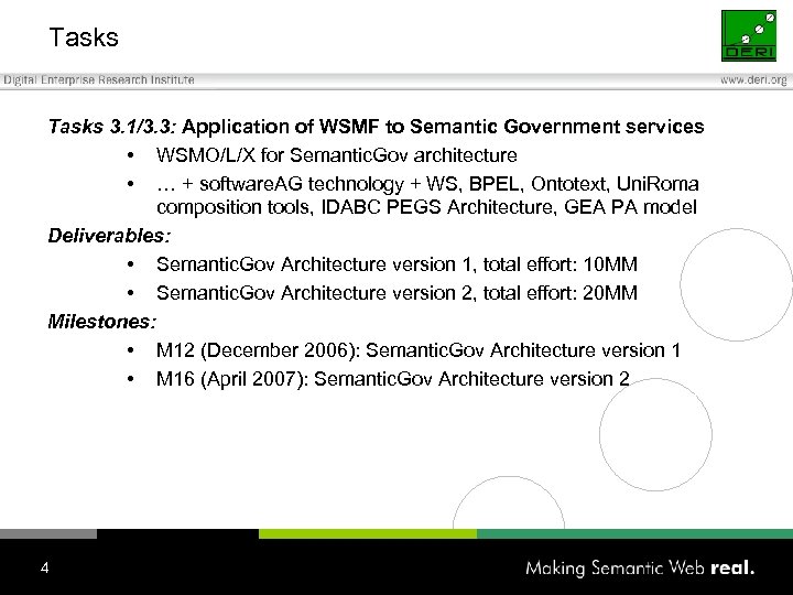 Tasks 3. 1/3. 3: Application of WSMF to Semantic Government services • WSMO/L/X for