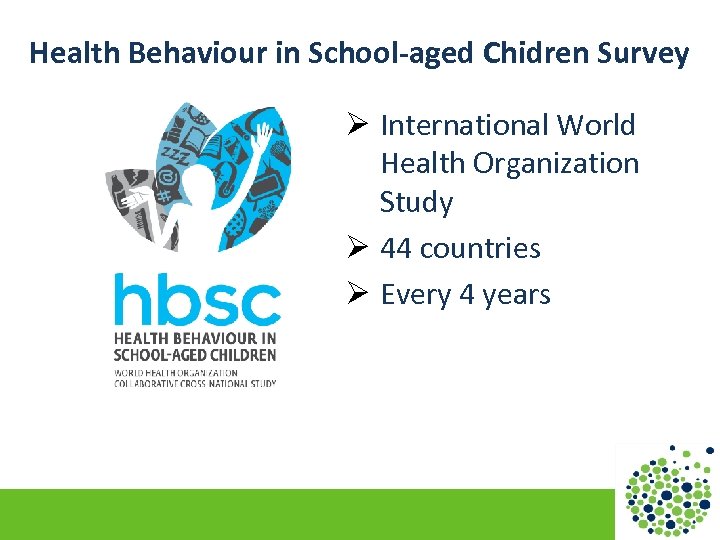 Health Behaviour in School-aged Chidren Survey Ø International World Health Organization Study Ø 44