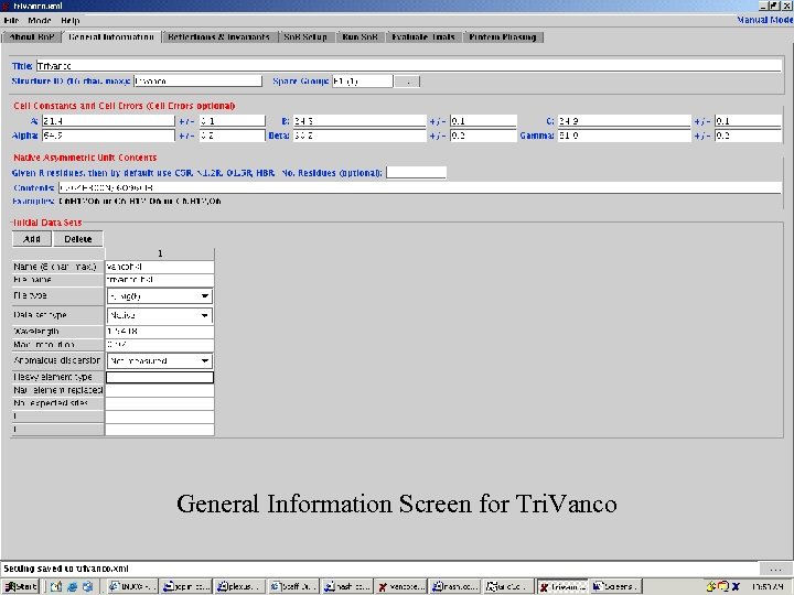 Screenshots 1 General Information Screen for Tri. Vanco 