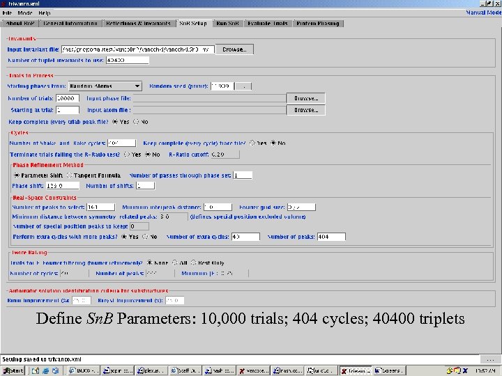 Screenshots 1 Define Sn. B Parameters: 10, 000 trials; 404 cycles; 40400 triplets 