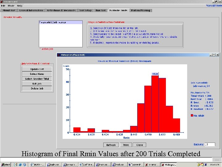 Screenshots 1 Histogram of Final Rmin Values after 200 Trials Completed 