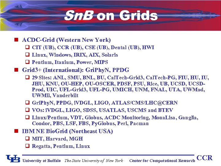 Sn. B on Grids n ACDC-Grid (Western New York) q CIT (UB), CCR (UB),