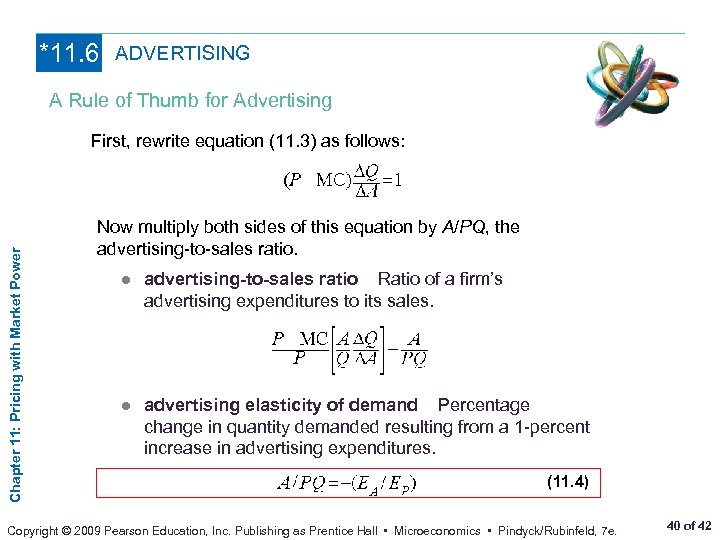 *11. 6 ADVERTISING A Rule of Thumb for Advertising Chapter 11: Pricing with Market