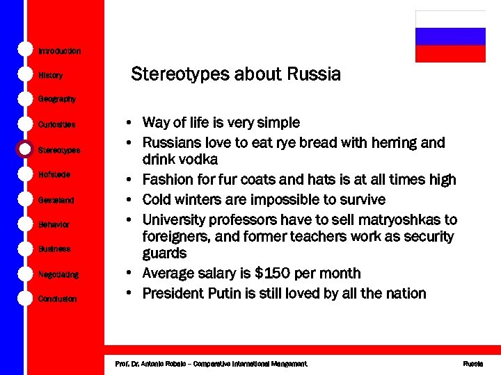 Introduction History Stereotypes about Russia Geography Curiosities Stereotypes Hofstede Gesteland Behavior Business Negotiating Conclusion