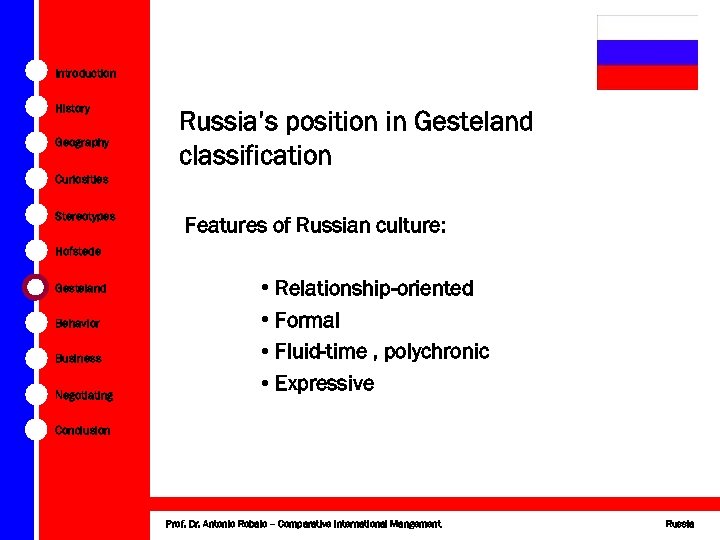 Introduction History Geography Russia’s position in Gesteland classification Curiosities Stereotypes Features of Russian culture: