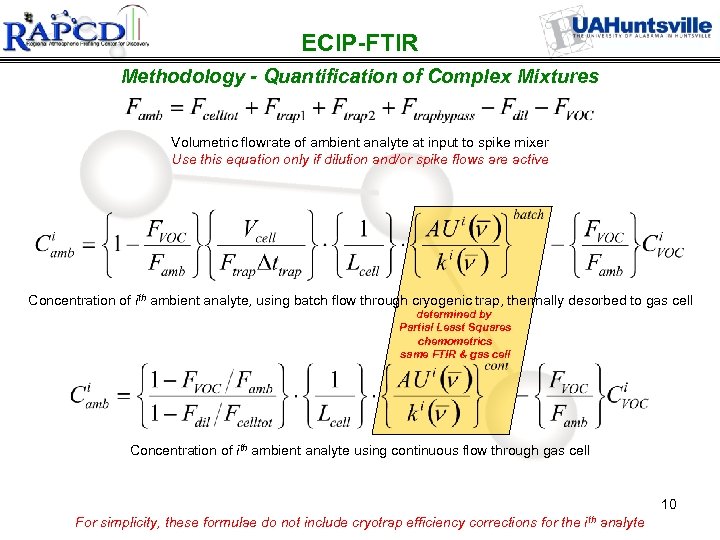 ECIP-FTIR Methodology - Quantification of Complex Mixtures Volumetric flowrate of ambient analyte at input