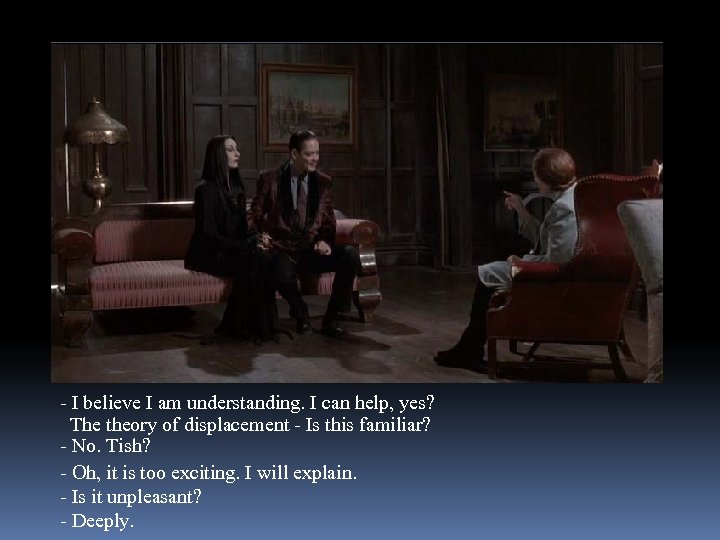 - I believe I am understanding. I can help, yes? The theory of displacement