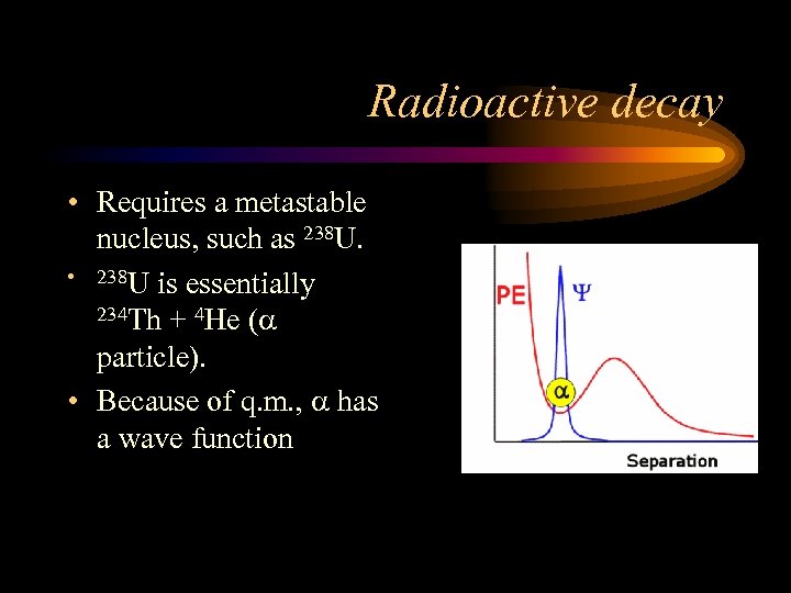 Radioactive decay • Requires a metastable nucleus, such as 238 U. • 238 U