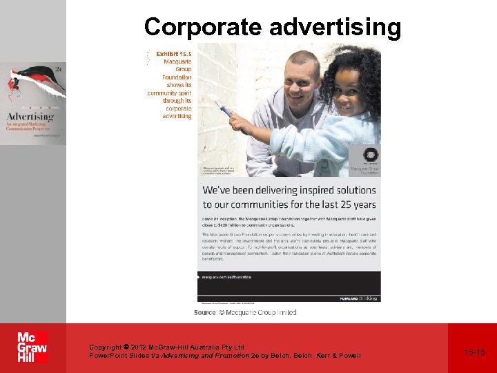 Corporate advertising Copyright 2012 Mc. Graw-Hill Australia Pty Ltd Power. Point Slides t/a Advertising