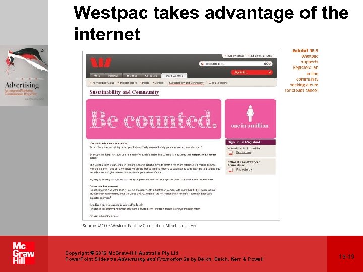 Westpac takes advantage of the internet Copyright 2012 Mc. Graw-Hill Australia Pty Ltd Power.