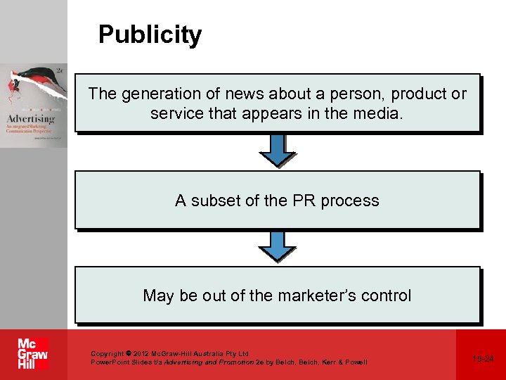 Publicity The generation of news about a person, product or service that appears in