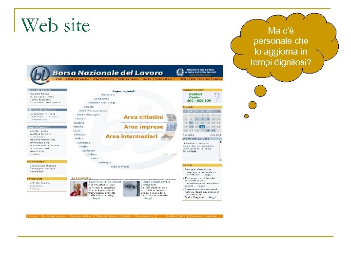 Web site Ma c’è personale che lo aggiorna in tempi dignitosi? 