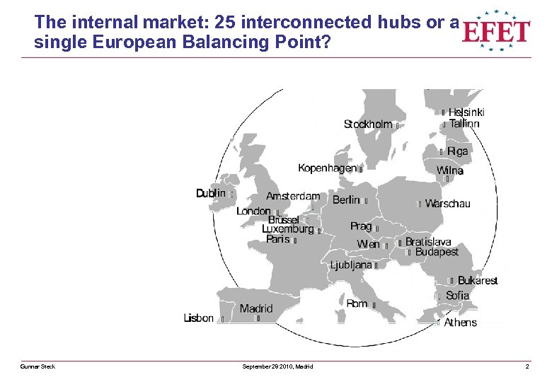 The internal market: 25 interconnected hubs or a single European Balancing Point? Gunnar Steck