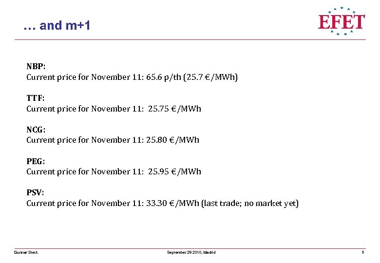 … and m+1 NBP: Current price for November 11: 65. 6 p/th (25. 7