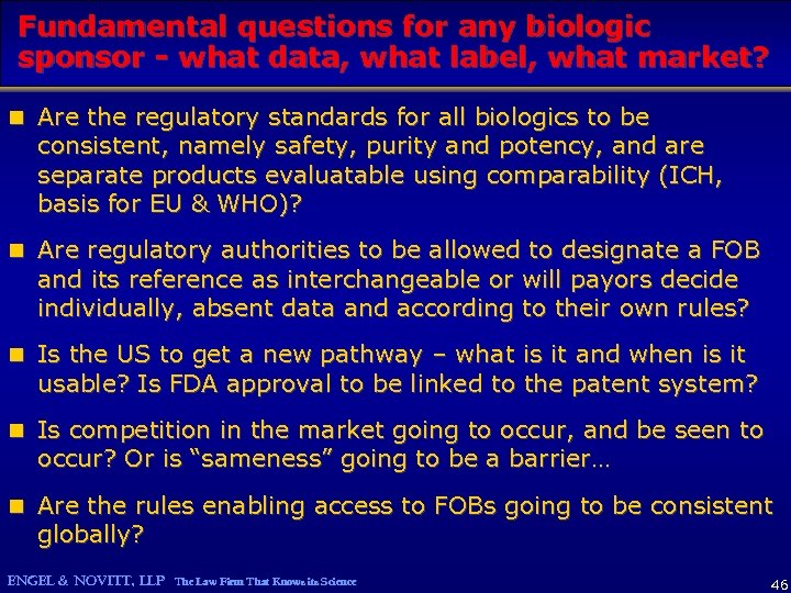 Fundamental questions for any biologic sponsor - what data, what label, what market? n