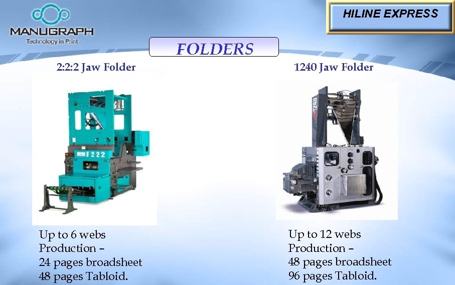 HILINE EXPRESS FOLDERS 2: 2: 2 Jaw Folder Up to 6 webs Production –