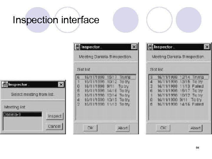 Inspection interface 64 